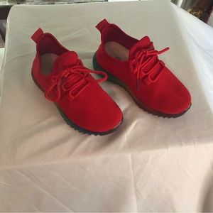 Epicstep children’s sneakers, red with multicolored soles.  Size 11.   Lace up